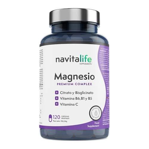 magnésio puro. Citrato de magnésio 1545 mg Bisglicinato de magnésio 600 mg + vitamina C, B6, B1, B5. Reduz cansaço e fadiga. Alivia a dor nas articulações e muscular. 120 cápsulas de legumes.