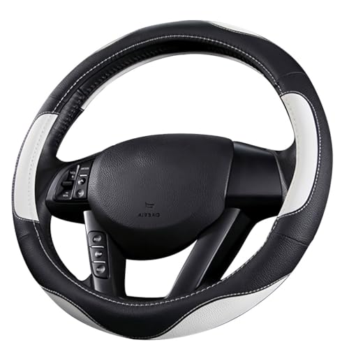 Pahajim Capa volante de couro de microfibra antiderrapante respirável durável - curvas desportivas cobertura universal 38 cm (branco e preto)
