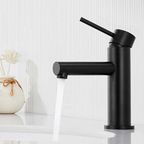 CECIPA Torneira de lavatório preta torneira casa de banho quente e fria torneira casa de banho preta mate torneira lavatório com altura de saída água 90 mm