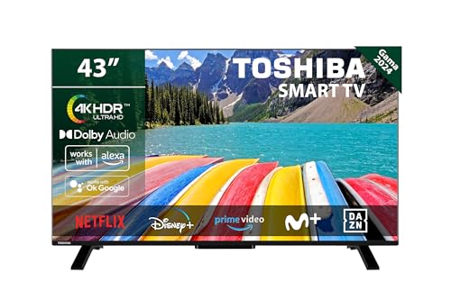 TOSHIBA 43UV2363DG Smart TV 4K UHD de 43", sem molduras, com HDR10, áudio Dolby, compatível com assistente de voz Alexa e Google
