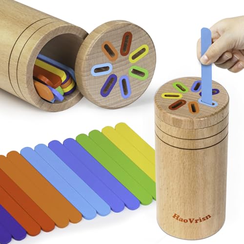 HaoVrisn Brinquedos crianças 12 3 anos, brinquedos Montessori 1-3 anos, brinquedos educativos de empilhar e encaixar 12 3 anos, brinquedo Montessori de madeira para classificar formas e cores