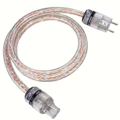 WAudio Cabo de alimentação para audiófilos de 10 AWG, cabo de alimentação OFC de alta qualidade com tomadas Schuko e C15 para sistemas de alta fidelidade (1 m)
