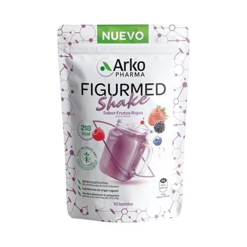 Arkopharma Figurmed Shake, 10 batidos de substituição de alimentos para controlar o peso, ajuda à perda de peso, saciante, sabor frutos vermelhos 218 kg