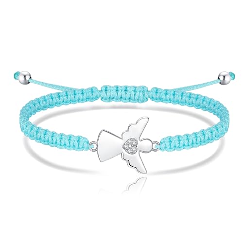 Jrêveinfini Pulseira de anjo da guarda com zircónia transparente, prata de lei 925, adequada para mulheres e meninas