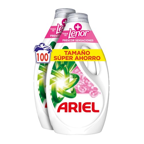 Ariel Detergente de máquina de lavar líquido, 100 lavagens, sabão Frescor sensações, limpeza melhorada em ciclos mais frios com a tecnologia exclusiva de limpeza a frio