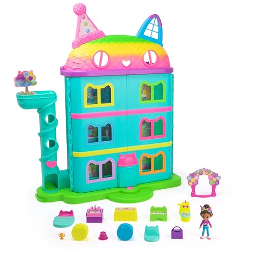 A casa de bonecas de GABBY - casa festiva com som, figura GABBY'S DOLLHOUSE, 10 ACESSÓRIS e 2 caixas surpresa - 6071380 - brinquedos meninas 3 anos presente menina 3 anos +