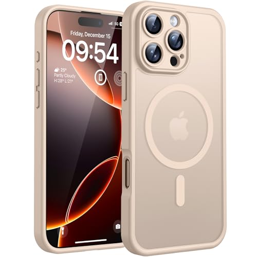 TOCOL Capa para iPhone 16 Pro, capa magnética para iPhone 16 Pro de 6,3 polegadas [proteção lente câmera] [proteção militar] translúcida mate traseira, deserto