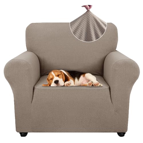 Ystyle Capa para sofá de 1 lugar, capas de sofá ajustáveis com apoios de braços, capa grossa para sofá anti-gatos cães e animais de estimação, moderna cobertura antimanchas, lavável na areia, areia