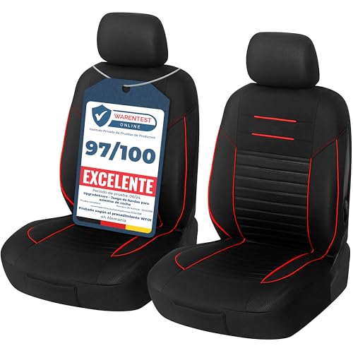 Upgrade4cars Capas de assento dianteiro para carro universais preto vermelho | cobertura universal | protetor de assento dianteiro para motorista e copiloto | acessórios interior decoração
