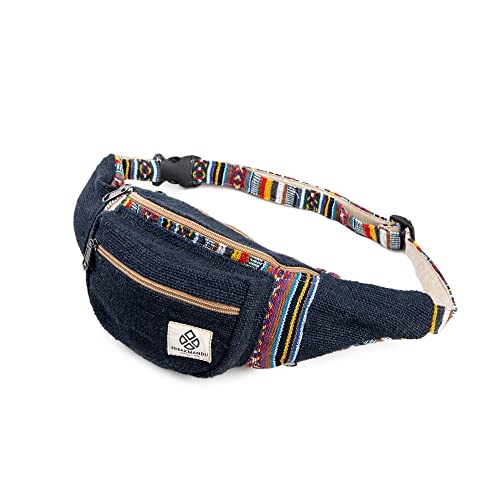 Freakmandu Cânhamo bolsa de cintura Fanny Pack estilo boêmio pacote de cintura anca bolsa para viajar caminhadas correr