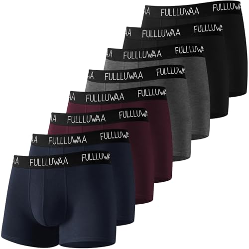 Fullluwaa Cuecas para homem (pacote de 8), algodão elástico, design duradouro, macias, respiráveis e sem etiquetas, costuras simplificadas