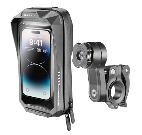 Interphone - Capa universal impermeável para mota de até 7" com suporte para telemóvel com guiador redondo, sistema modular QUIKLOX, compatível com acessórios Quiklox