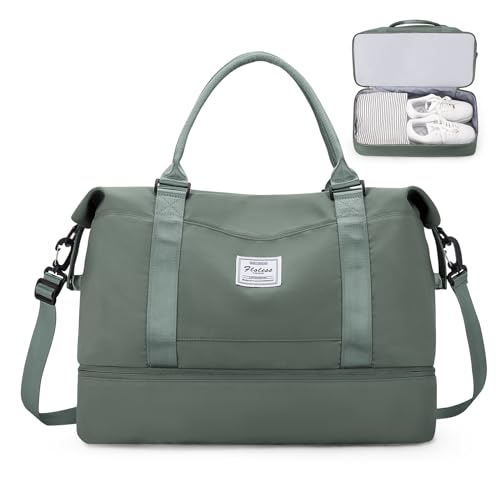 Bolsa de viagem para mulher, mala de desporto, mala de mão para bagagem, bolsa de ginásio impermeável, sacos de fim de semana para mulher, bolsa para hospital, bolsa de natação para praia, Verde, Saco