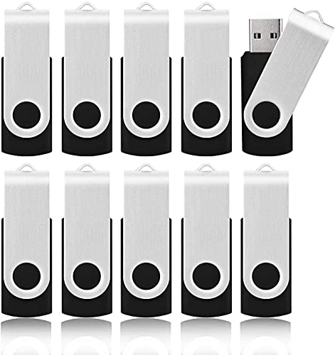 KOOTION Pendrive 32 GB 3.0 USB Flash Drive 32 Giga 10 peças memórias USB 32 GB USB 3.0 espeto USB Pack de 10 unidades USB Stick, preto e prateado