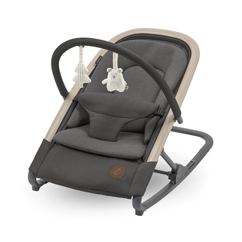 Maxi-Cosi Kori, Rede de bebé 2 em 1 com arco de jogos, 0-2 anos, máx.15 kg, baloiço para bebé, 3 posições de reclinação uma mão, leve e compacta, Arnês fácil, Eco Care, cor Beyond Graphite