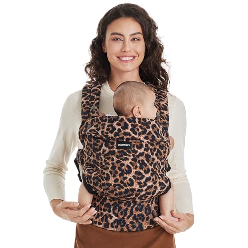Suporte de bebé Momcozy - ergonómico, confortável e leve, para crianças de 3 a 20 kg, fácil de colocar, ideal para uma criação com mãos livres, estampado de leopardo