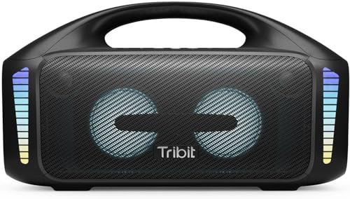 Tribit StormBox Blast Altifalante portátil: 90 W som estéreo alto com XBass, IPX7 altifalante Bluetooth impermeável com luz LED, Bluetooth 5.3 & TWS, EQ, 30 horas de reprodução, exterior/Camping/festa