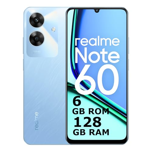 realme Note 60 Smartphone 6+128 GB, Garantia de fluidez ArmorShell de 48 meses, câmara 32 MP, ecrã olho conforto de 90 Hz, mini cápsula 2,0, bateria maciça de 5000 mAh, preto T (sem adaptador)