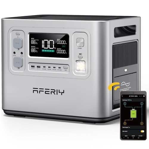AFERIY 2400 W Central elétrica portátil, bateria de 2048 Wh LiFePO4, 1,5 horas de carregamento rápido, 13 ligações, onda SinTYYKL 230 V, UPS, APP, fonte de alimentação móvel para campismo ao ar LiFire