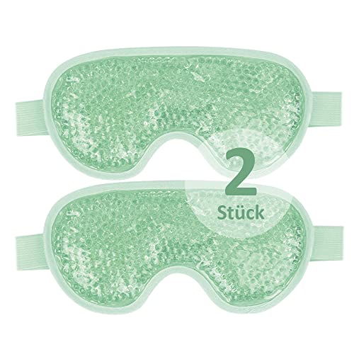 NEWGO Anti-face refrescante para olhos reutilizáveis com pérolas de gel para terapia de frio quente, olhos inchados e cansados, olheiras, enxaquecas, dor sinusal (verde)