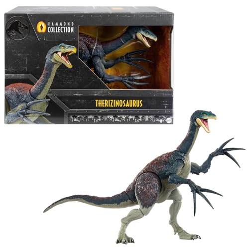 Mattel Jurassic World Hammond Collection Tericinossauro, figura de ação de dinossauro de 43 cm de comprimento com garras compridas, brinquedo de coleção para adultos e fãs + 8 anos, HXP73