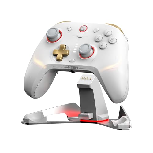 GameSir Cyclone 2 PC Controller Mag-Res TMR Sticks 1000Hz Report Rate Hall & Micro 2-en-1 Triggers RGB Lighting with Charging Dock for PC/Switch/iOS/Android (Blanco)