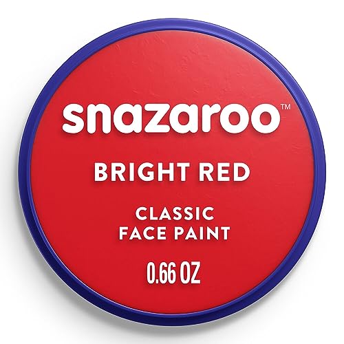 Snazaroo Tinta facial e corporal, 18 ml, vermelho brilhante, profissional à base de água, pastilha de aquacor individual para adultos, crianças e efeitos especiais