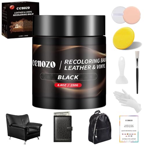 cenozo Kit de reparação para couro preto, tinta para reparador de couro líquido, massa de reparação de couro, pintura para reparação de couro, para reparador de manchas, riscos, rachaduras