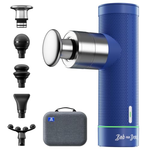 Bob and Brad A7 Mini pistola de massagem com 11 mm de amplitude, pistola portátil de massagem muscular de percussão tecido profundo para alívio da dor, carregamento rápido tipo C, azul