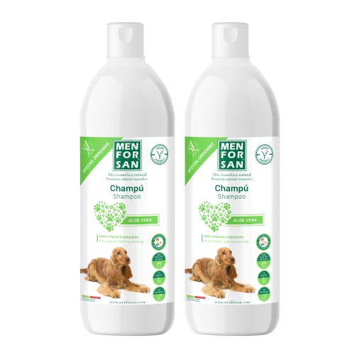 MENFORSAN Shampoo cães, aloé vera, verde, 1 l pacote de 2, a embalagem pode variar