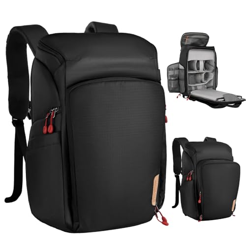 K&F Concept Mochila de câmara profissional, bolsa para fotógrafos câmara impermeável de grande capacidade para câmera Reflex digital DSLR, adequada para viagens ao ar livre caminhadas fotografia preto