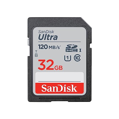 SanDisk Ultra 32 GB SDHC Memory Card, Up to 120 MB/s, Class 10, UHS-I, V10, 3 embalagens