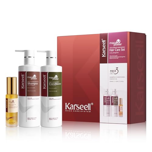 Karseell Hidratante conjuntos de cabelo, champô e condicionador óleo de cabelo para seco e danificado o cabelo, 2 x 500 ml 50 ml