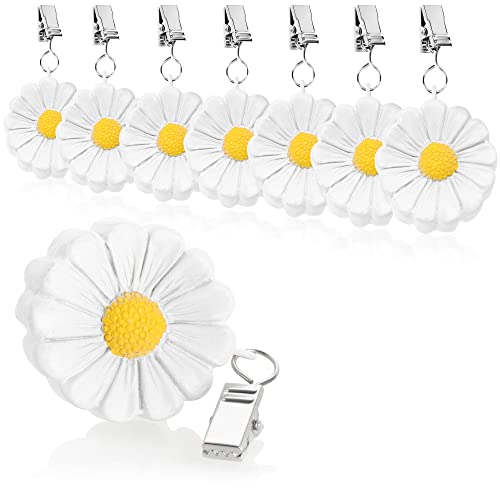 com-four® 8 x pesos para toalha de mesa - pesos para toalha de mesa resistentes às intempéries, com clipe de toalha de mesa com design floral. 40 g (flores brancas)