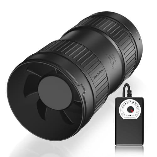 FanGoFast Extrator de ar de 100 mm com controlador ajustável, 221 m³/h DC motor em linha ventilador extrator de conduta para casa de banho, booster, loja de cultivo, garagem, cozinha
