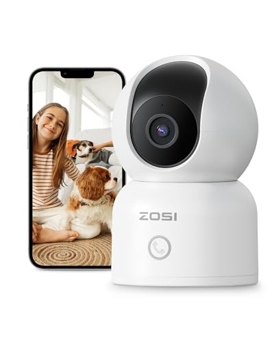 ZOSI C518 1080p Câmara de vigilância Wi-Fi interior para bebé/animal de estimação, deteção e rastreamento de pessoas, visão noturna, áudio bidirecional, 2,4 G/5 G WiFi