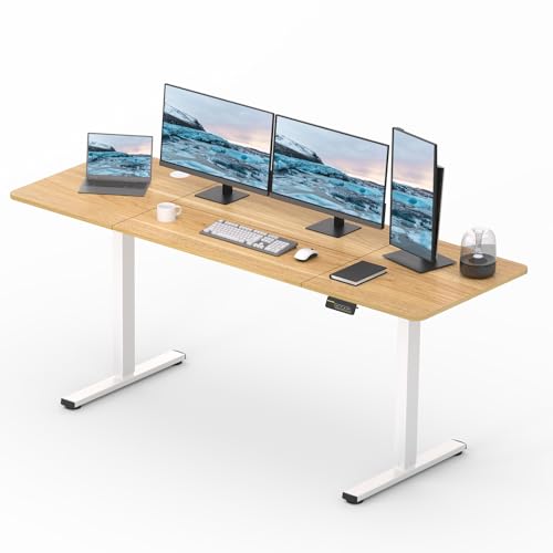 SANODESK Secretária elétrica regulável em altura simples com mesa, função de memória e ganchos, mesa de altura regulável elétrica para escritório em casa, escritório em casa e casa (200 x 80 cm,
