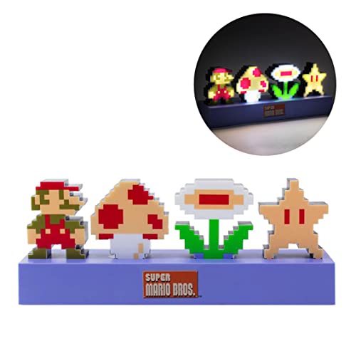 Candeeiro ícones Super Mario Bros - produto oficial da Nintendo com modo reativo ao som, luz decorativa para sala ou sala de jogos