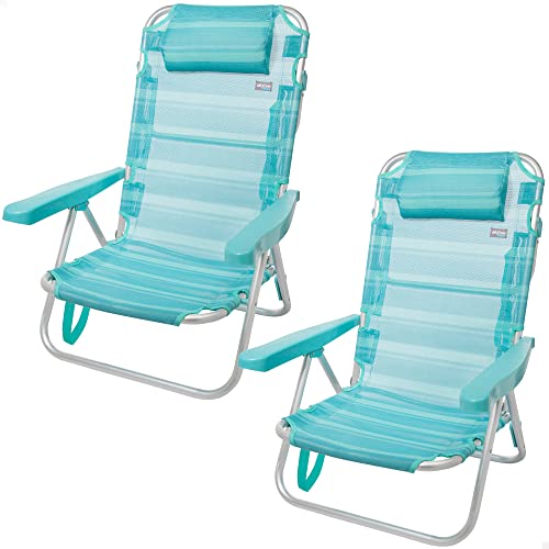 AKTIVE Conjunto de 2 cadeiras Pleg Alu 5 pos 60 x 47 x 83 cmc/almofada + alça - mediterrâneo