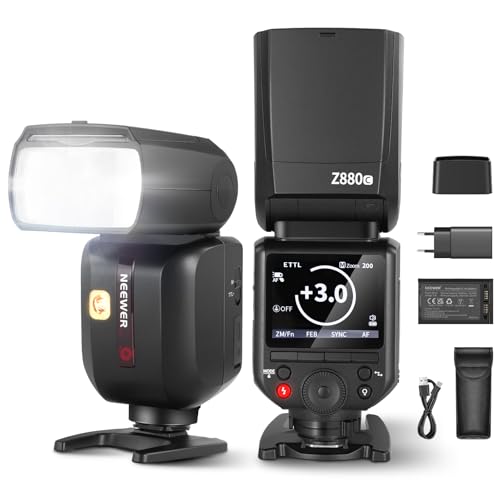 NEEWER Z880-C Flash 2,4 G 76 W TTL câmara flash speedlite compatível com Canon, UI melhorada, lâmpada de modelagem TTL/M, interruptor rápido TCM, 1/8000s HSS 7,4 V/2600 mAh bateria 480 flash de