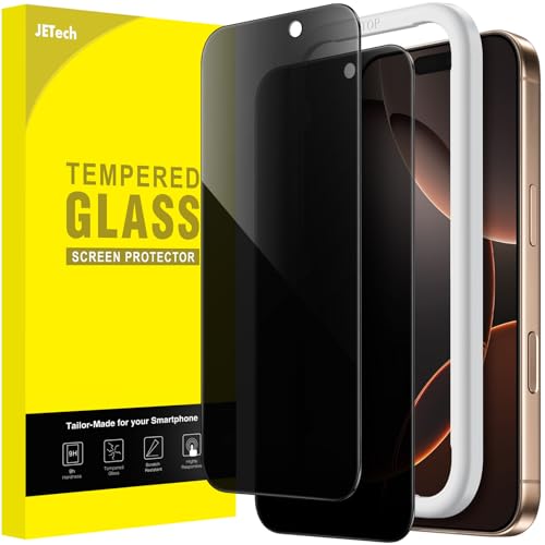 JETech Protetor de ecrã de privacidade para iPhone 16 Pro Max de 6,9 polegadas, anti-espionagem, vidro temperado com moldura de instalação fácil, 2 unidades