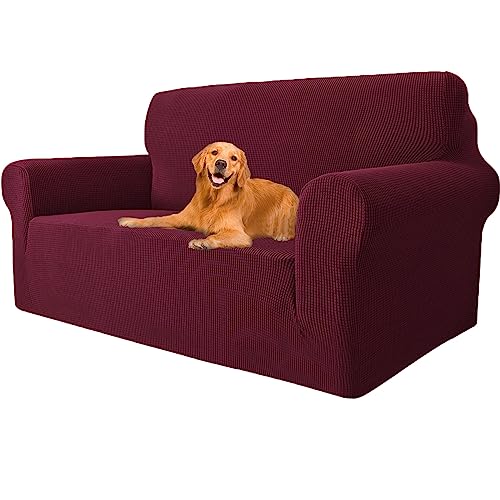 YSTELLAA Capa de sofá super elástica, capa de sofá anti-riscos, capa de sofá para cães e gatos, capa de sofá e anti-sujidade, bordô, 2 praças (145 cm-178 cm)