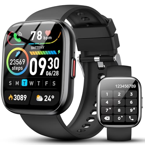 Niderson Relógio inteligente mulher homem com Bluetooth chamada, 1,85" HD Smartwatch com pulso / podómetro/monitor de sono, 115 modos de desporto pulseira atividade impermeável IP68 para Android iOS