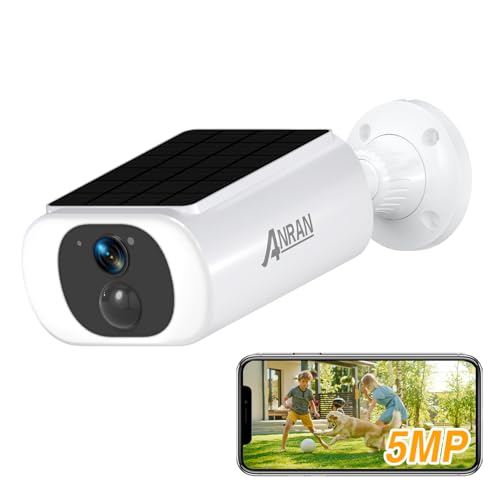 ANRAN 3K 5MP Câmara de vigilância exterior com painel solar integrado, câmara de segurança sem fios, bateria recarregável, 2,4 GHz Wi-Fi, visão noturna colorida, áudio bidirecional, C3 máximo