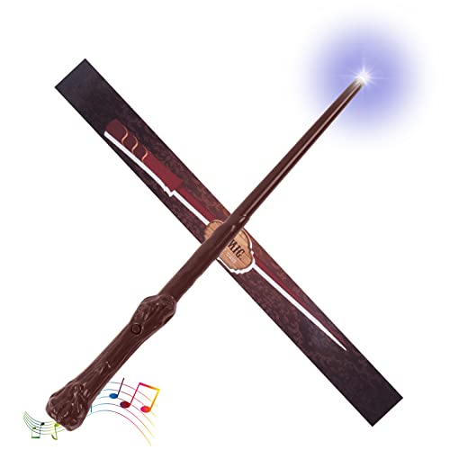 Aomig Varinha mágica, varinha mágica com luz e som de 36 cm, varinha com luz deluxe de presente original para homem e mulher, acessórios disfarce mago College Cosplay Halloween, presente criança e