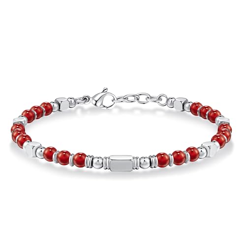 SIUMAL Pulseira de mulher, pulseira boémia de pedra natural em aço inoxidável para mulher, presente de aniversário, presente de Natal para mãe
