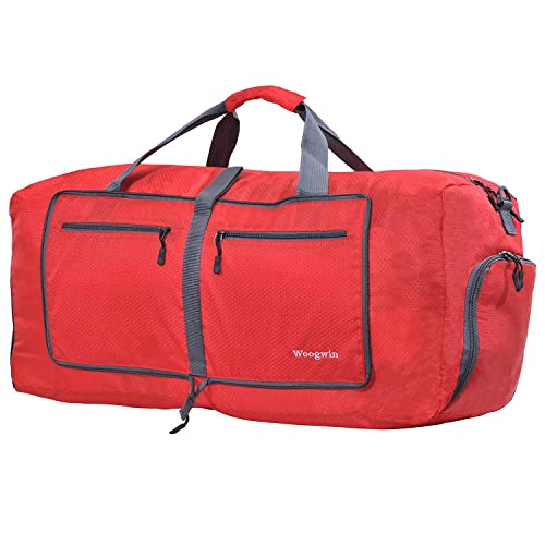 ehsbuy 60 L Mala de viagem dobrável mala de viagem homem e mulheres bolsa desporto impermeável grande bolsa leve de fim de semana com compartimento de sapatos, Rede