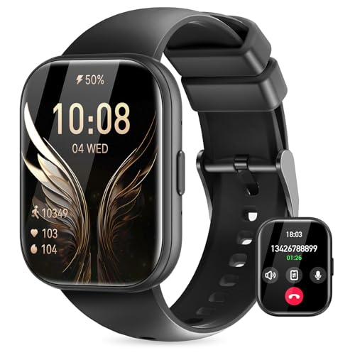 Miecgth Relógio inteligente homem mulher 1,75" TFT Smartwatch com chamadas Bluetooth IP68 pressão arterial monitor de sono ciclo menstrual Fitness Tracker Android iOS (preto)