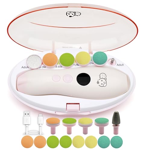 Royal Angels Corta-unhas recarregável para bebés 22 em 1, 13 substituições adicionais, kit de unhas para bebés, corta-unhas, unhas para os dedos dos pés de crianças recém-nascidas (recarregável,