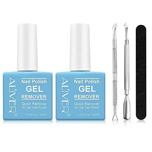 Removedor removedor de esmalte semipermanente para unhas, remoção fácil e rápida de unhas de gel, acrílicas e UV, não danifica as unhas, removedor de verniz com lima de unhas e empurra utículas e